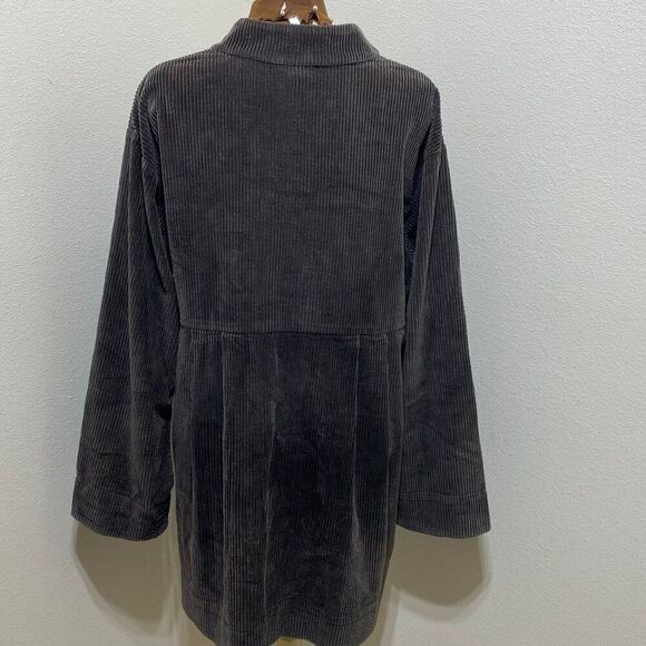 J Jill Corduroy Jacket Long Full Button Front Pockets Mandarin Collar Size Large - Picture 8 of 12